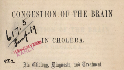 James Newman's Congestion of the Brain In Cholera 