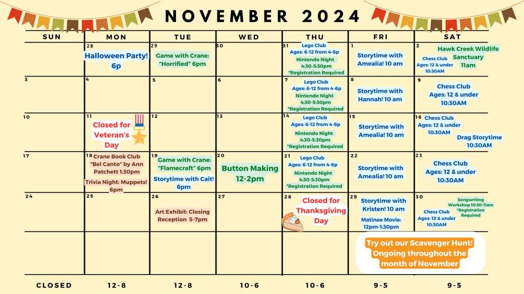 November Calendar of Events