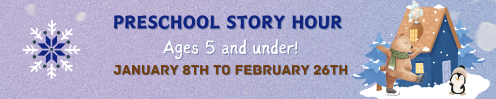 This program is for children ages 5 and under, and will meet on Wednesday mornings, January 8th to February 26th. Parents may sign up for either the 10 am or 11 am session. Please call the library at #716-668-4991 to reserve your seat.